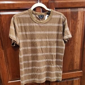 Prana Brown Striped Short Sleeve Tee